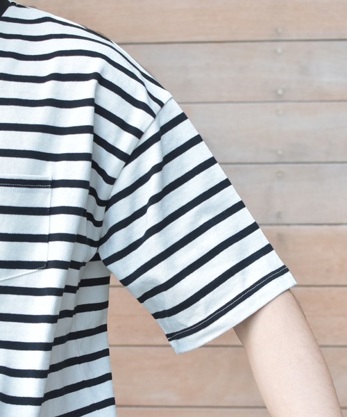 PairPair（ペアペア）の「ボーダーリンクTシャツ（Tシャツ/カットソー・メンズ・ライトブルー/ブラック/ライトベージュ・FREE）」の5枚目の写真