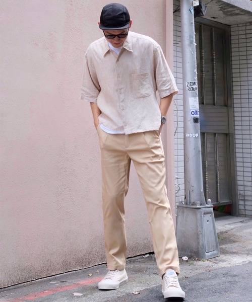 plain-me(プレインミー)の「plain-me 1616 吸湿・汗排出プリーツパンツ(チノパンツ・メンズ・ブラック/ベージュ/カーキ/グレー・SMALL/LARGE/MEDIUM)」の14枚目の写真