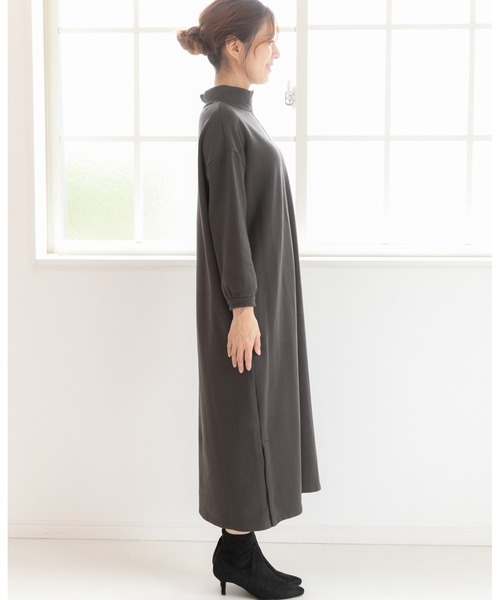 Preferir プレフェリール のファッション ワンピース モックネック セール ジップアップ スウェット ワンピース ワンピース ジップアップ モックネック