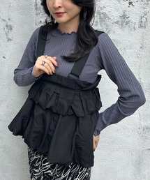 【アクセいらずな華やか襟もと】ロングスリーブ リブカットソー［クルーネック］