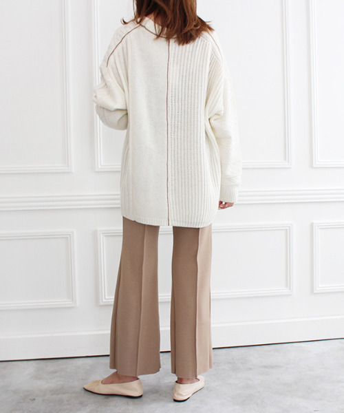 MODE ROBE(モードローブ)の「パイピング ランダム ケーブルニット(ニット/セーター・レディース・ベージュ/グレー/アイボリー・FREE)」の14枚目の写真
