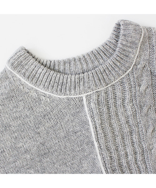 MODE ROBE(モードローブ)の「パイピング ランダム ケーブルニット(ニット/セーター・レディース・ベージュ/グレー/アイボリー・FREE)」の7枚目の写真