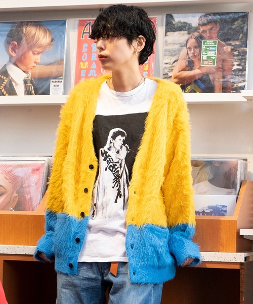 Bonjour Girl(ボンジュールガール)の「【Bonjour Girl】フェザーヤーンバイカラーCardigan(カーディガン/ボレロ・レディース・ブラック/ネイビー/オレンジ/イエロー・L/M/S)」の6枚目の写真