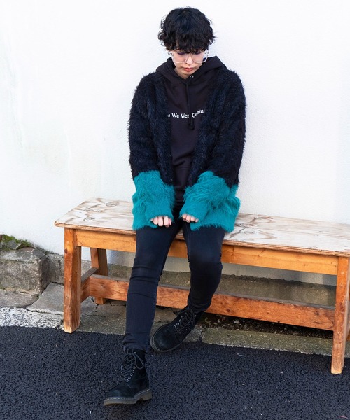 Bonjour Girl(ボンジュールガール)の「【Bonjour Girl】フェザーヤーンバイカラーCardigan(カーディガン/ボレロ・レディース・ブラック/ネイビー/オレンジ/イエロー・L/M/S)」の16枚目の写真