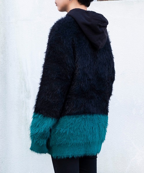 Bonjour Girl(ボンジュールガール)の「【Bonjour Girl】フェザーヤーンバイカラーCardigan(カーディガン/ボレロ・レディース・ブラック/ネイビー/オレンジ/イエロー・L/M/S)」の18枚目の写真