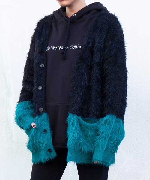 Bonjour Girl(ボンジュールガール)の「【Bonjour Girl】フェザーヤーンバイカラーCardigan(カーディガン/ボレロ・レディース・ブラック/ネイビー/オレンジ/イエロー・L/M/S)」の20枚目の写真