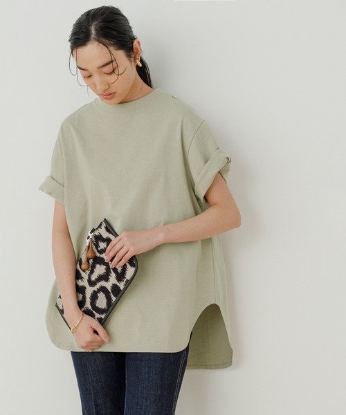 ADAM ET ROPE'（アダムエロペ）の「＜8色展開・選べる2サイズ・洗濯機可＞【一部WEB限定】大人ルーズシルエットTEE（Tシャツ/カットソー・レディース・ホワイト/チャコールグレー/ライトグレー/ブラック/ベージュ/サックスブルー/ミント/クリーム・38/36）」の7枚目の写真