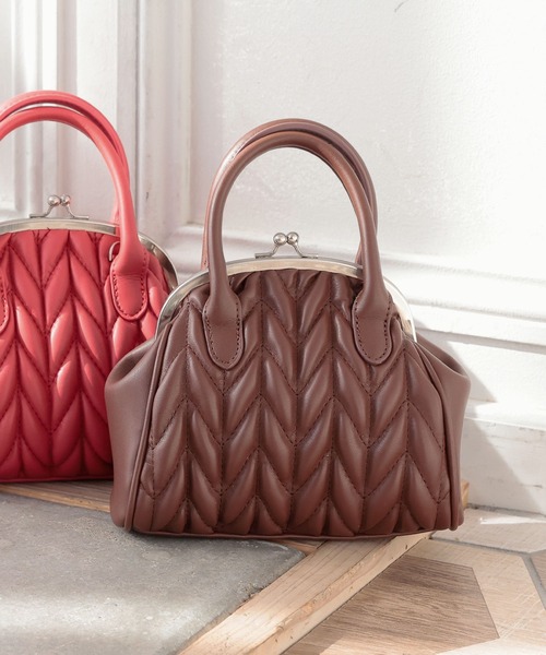 KOBE LETTUCE（コウベレタス）の「がま口ミニバッグ　2Wayショルダーバッグ（ハンドバッグ・レディース・ブラウン/ホワイト系その他/レッド/ブラック・FREE）」の4枚目の写真