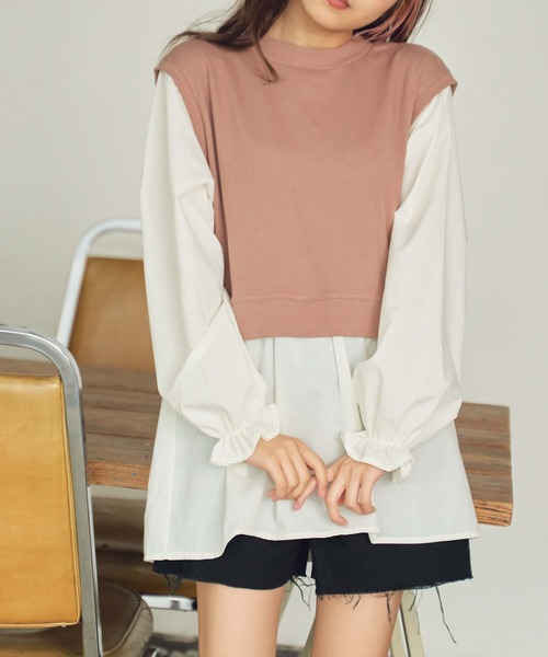 WEGO(ウィゴー)の「WEGO/テレコレイヤードチュニック(チュニック・レディース・アイボリー/ブラック/グリーン系その他/ライトブラウン・FREE)」の3枚目の写真