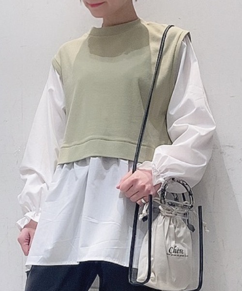 WEGO(ウィゴー)の「WEGO/テレコレイヤードチュニック(チュニック・レディース・アイボリー/ブラック/グリーン系その他/ライトブラウン・FREE)」の15枚目の写真