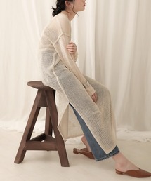 Bab | 【WEB限定】リネンライクメッシュニットワンピ―ス(ワンピース)