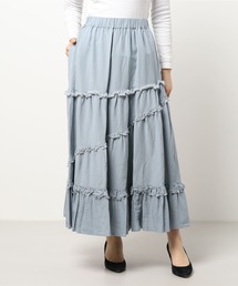 G1014 アシンメトリーティアードギャザースカート