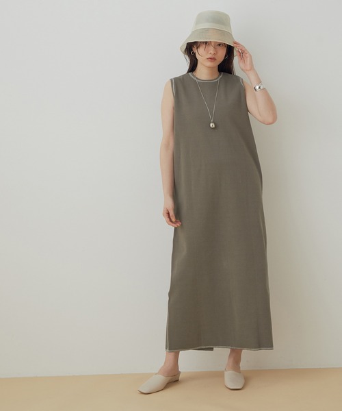 ADAM ET ROPE'(アダムエロペ)の「<洗える>【WEB限定】リブワンピース(ワンピース・レディース・ベージュ/チャコールグレー/ブルー・FREE)」の18枚目の写真