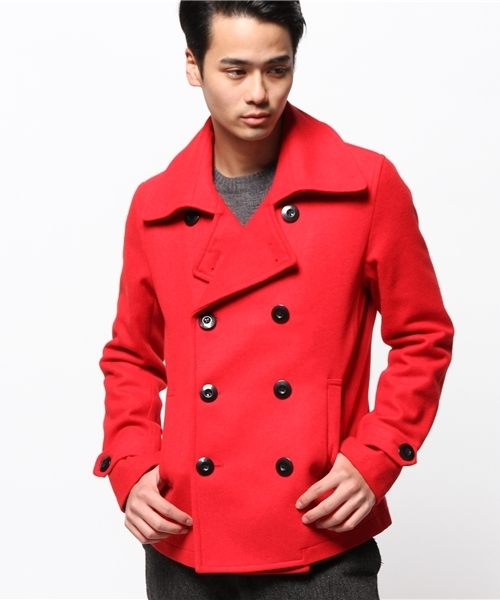 VENCEEXCHANGE（ヴァンスエクスチェンジ）の「リサイクルメルトンカラーPコート（ピーコート・メンズ・ブラック/ブルー/ネイビー/レッド・LARGE/MEDIUM）」の4枚目の写真