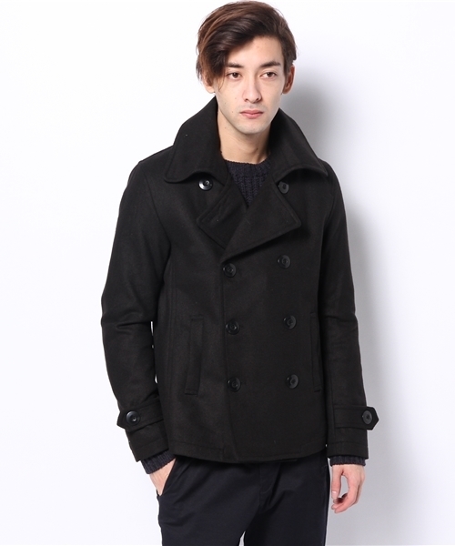 VENCEEXCHANGE（ヴァンスエクスチェンジ）の「リサイクルメルトンカラーPコート（ピーコート・メンズ・ブラック/ブルー/ネイビー/レッド・LARGE/MEDIUM）」の2枚目の写真