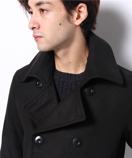 VENCEEXCHANGE（ヴァンスエクスチェンジ）の「リサイクルメルトンカラーPコート（ピーコート・メンズ・ブラック/ブルー/ネイビー/レッド・LARGE/MEDIUM）」の5枚目の写真