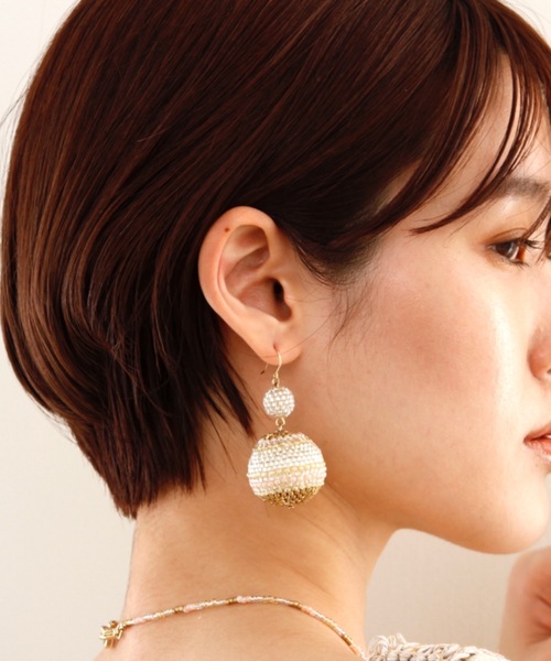 JewCas(ジュアキャス)の「JewCas Cebu newビーズピアス(blue)(ピアス(両耳用)・レディース・ブルー/オフホワイト/ブラウン・FREE)」の5枚目の写真