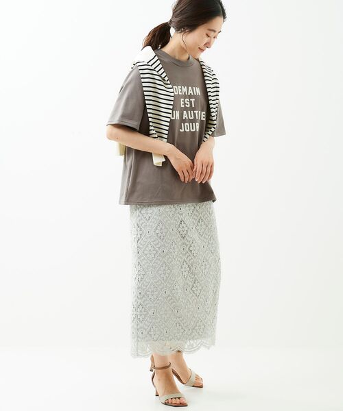 le.coeur blanc(ルクールブラン)の「ロゴプリントTシャツ(Tシャツ/カットソー・レディース・ベージュ/オフホワイト/モカ・38)」の21枚目の写真