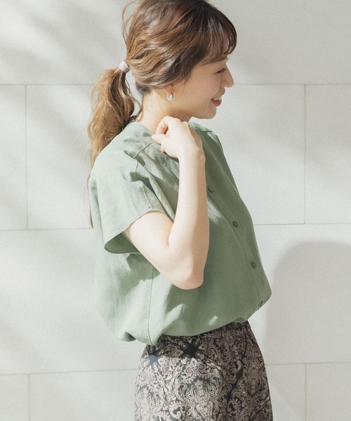 URBAN RESEARCH Sonny Label（アーバンリサーチサニーレーベル）の「リネン混フレンチスリーブブラウス（シャツ/ブラウス・レディース・ブラック/ブラウン/オフホワイト/カーキ・FREE）」の11枚目の写真