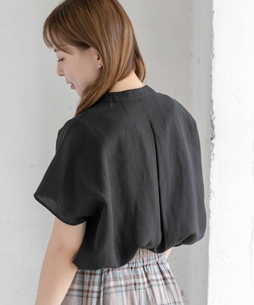 URBAN RESEARCH Sonny Label（アーバンリサーチサニーレーベル）の「リネン混フレンチスリーブブラウス（シャツ/ブラウス・レディース・ブラック/ブラウン/オフホワイト/カーキ・FREE）」の14枚目の写真