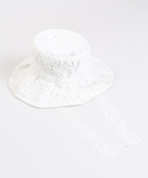 WC（ダブル シー）の「レース付きフリルハット（ハット・レディース・ホワイト/ブラック・FREE）」の4枚目の写真