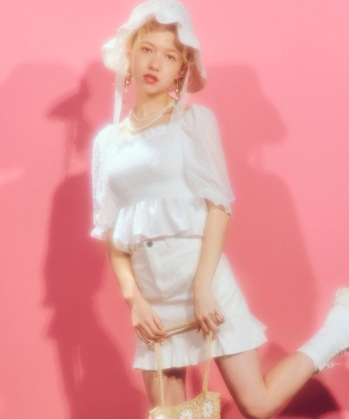 WC（ダブル シー）の「レース付きフリルハット（ハット・レディース・ホワイト/ブラック・FREE）」の9枚目の写真