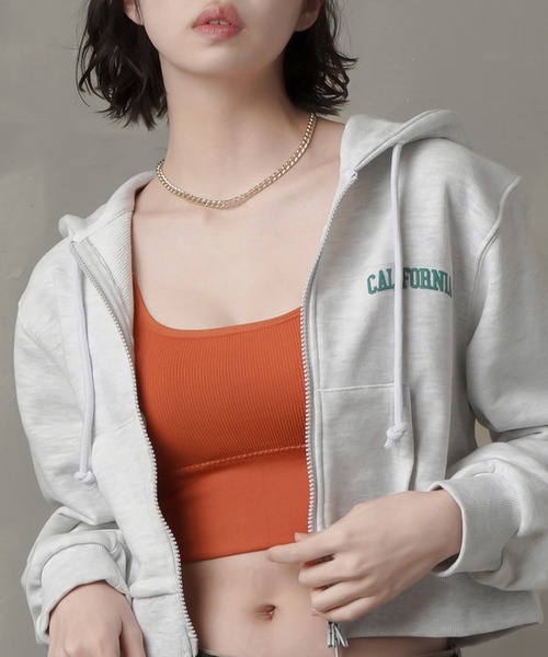 SPINNS（スピンズ）の「カップ付き リブスポブラ（タンクトップ・レディース・ベージュ/ブルー/オレンジ/ブラック/マスタード/パープル/ホワイト・ONESIZE）」の7枚目の写真