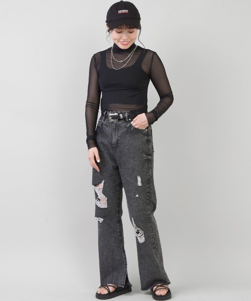 SPINNS（スピンズ）の「カップ付き リブスポブラ（タンクトップ・レディース・ベージュ/ブルー/オレンジ/ブラック/マスタード/パープル/ホワイト・ONESIZE）」の10枚目の写真