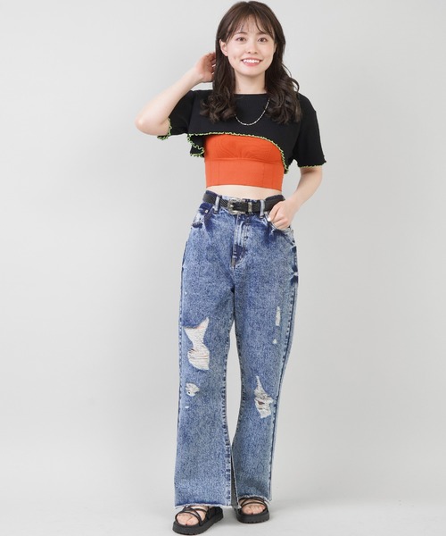 SPINNS（スピンズ）の「カップ付き リブスポブラ（タンクトップ・レディース・ベージュ/ブルー/オレンジ/ブラック/マスタード/パープル/ホワイト・ONESIZE）」の14枚目の写真