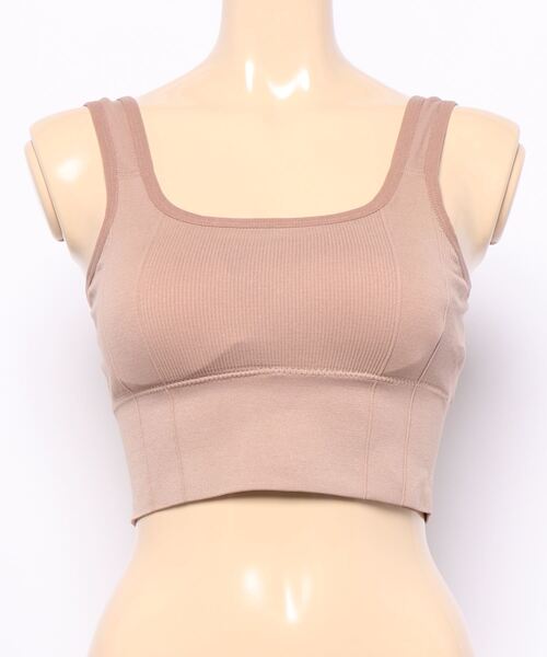 SPINNS（スピンズ）の「カップ付き リブスポブラ（タンクトップ・レディース・ベージュ/ブルー/オレンジ/ブラック/マスタード/パープル/ホワイト・ONESIZE）」の16枚目の写真