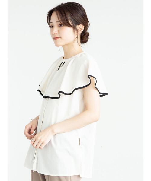 ELENCARE DUE（エレンカーレデュエ）の「・ELENCARE DUE　ケープカラーブラウス＊（シャツ/ブラウス・レディース・ブラック/グレー/グリーン/アイボリー・FREE）」の18枚目の写真