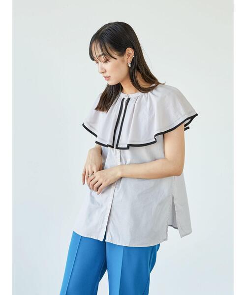 ELENCARE DUE（エレンカーレデュエ）の「・ELENCARE DUE　ケープカラーブラウス＊（シャツ/ブラウス・レディース・ブラック/グレー/グリーン/アイボリー・FREE）」の20枚目の写真