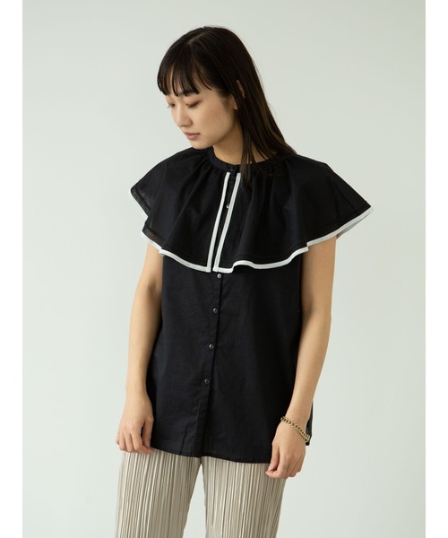 ELENCARE DUE（エレンカーレデュエ）の「・ELENCARE DUE　ケープカラーブラウス＊（シャツ/ブラウス・レディース・ブラック/グレー/グリーン/アイボリー・FREE）」の11枚目の写真