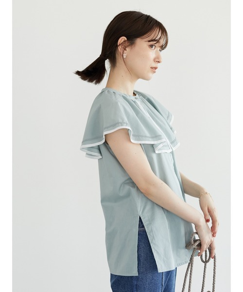 ELENCARE DUE（エレンカーレデュエ）の「・ELENCARE DUE　ケープカラーブラウス＊（シャツ/ブラウス・レディース・ブラック/グレー/グリーン/アイボリー・FREE）」の10枚目の写真