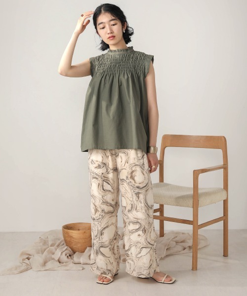 Bab（バブ）の「【WEB限定】シャーリングフリルトップス（シャツ/ブラウス・レディース・ブラウン/カーキ/イエロー/ナチュラル・38）」の5枚目の写真