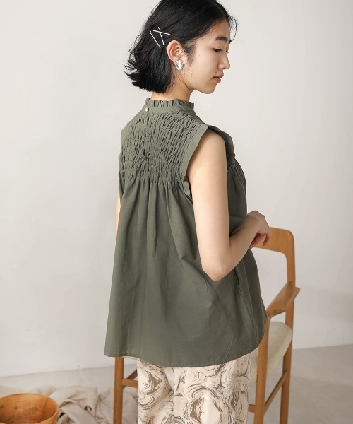 Bab（バブ）の「【WEB限定】シャーリングフリルトップス（シャツ/ブラウス・レディース・ブラウン/カーキ/イエロー/ナチュラル・38）」の6枚目の写真