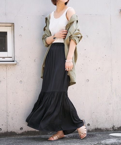 CIAOPANIC TYPY（チャオパニックティピー）の「マットサテンティアードスカート（スカート・レディース・ホワイト/ブラック/イエロー/グリーン・ONE SIZE）」の5枚目の写真