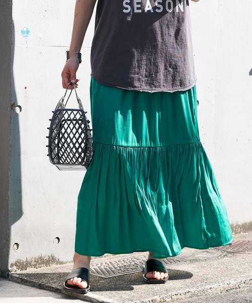 CIAOPANIC TYPY（チャオパニックティピー）の「マットサテンティアードスカート（スカート・レディース・ホワイト/ブラック/イエロー/グリーン・ONE SIZE）」の18枚目の写真