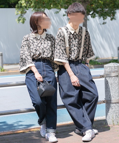 PairPair（ペアペア）の「クレリックペイズリー半袖シャツ(ユニセックス)（シャツ/ブラウス・レディース・ブラウン系その他/ブラック・FREE）」の3枚目の写真