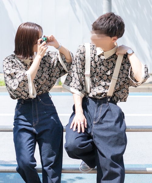 PairPair（ペアペア）の「クレリックペイズリー半袖シャツ(ユニセックス)（シャツ/ブラウス・レディース・ブラウン系その他/ブラック・FREE）」の5枚目の写真