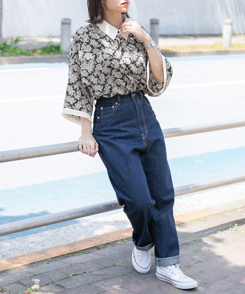 PairPair（ペアペア）の「クレリックペイズリー半袖シャツ(ユニセックス)（シャツ/ブラウス・レディース・ブラウン系その他/ブラック・FREE）」の6枚目の写真