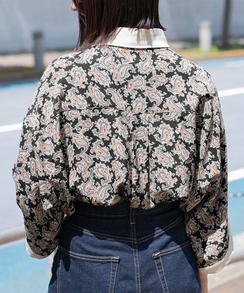 PairPair（ペアペア）の「クレリックペイズリー半袖シャツ(ユニセックス)（シャツ/ブラウス・レディース・ブラウン系その他/ブラック・FREE）」の8枚目の写真