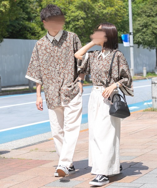 PairPair（ペアペア）の「クレリックペイズリー半袖シャツ(ユニセックス)（シャツ/ブラウス・レディース・ブラウン系その他/ブラック・FREE）」の14枚目の写真