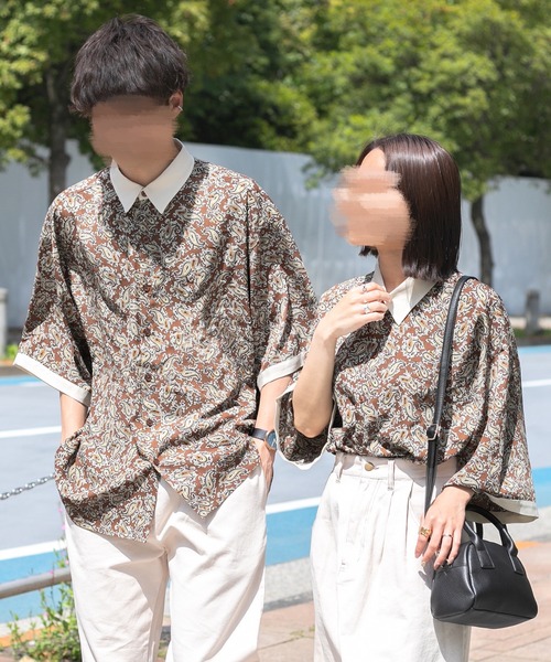 PairPair（ペアペア）の「クレリックペイズリー半袖シャツ(ユニセックス)（シャツ/ブラウス・レディース・ブラウン系その他/ブラック・FREE）」の15枚目の写真