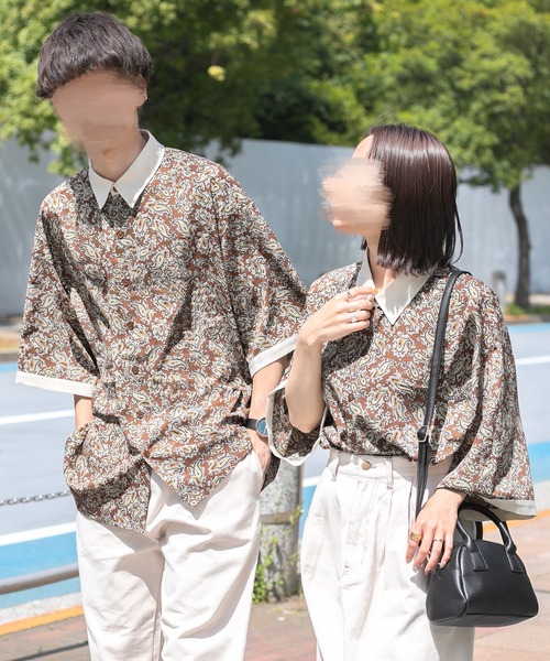 PairPair（ペアペア）の「クレリックペイズリー半袖シャツ(ユニセックス)（シャツ/ブラウス・レディース・ブラウン系その他/ブラック・FREE）」の16枚目の写真