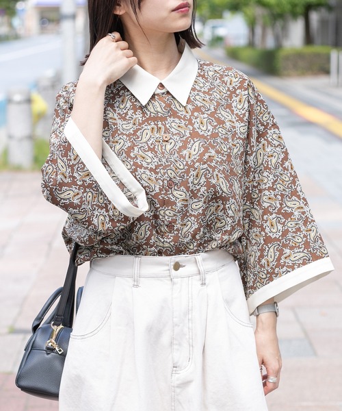 PairPair（ペアペア）の「クレリックペイズリー半袖シャツ(ユニセックス)（シャツ/ブラウス・レディース・ブラウン系その他/ブラック・FREE）」の18枚目の写真