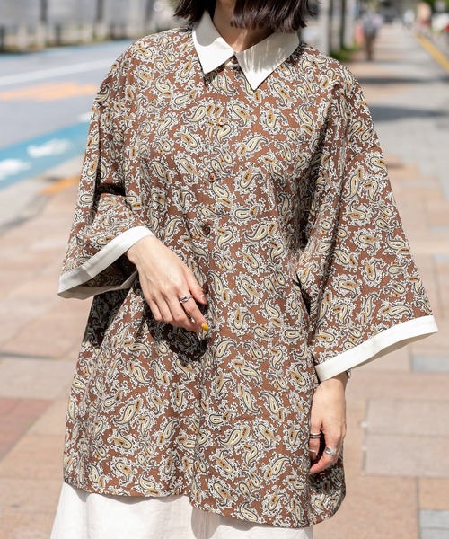 PairPair（ペアペア）の「クレリックペイズリー半袖シャツ(ユニセックス)（シャツ/ブラウス・レディース・ブラウン系その他/ブラック・FREE）」の21枚目の写真