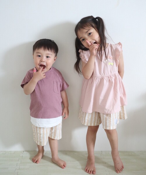 SHOO・LA・RUE（シューラルー）の「◆【90-150cm】ひんやりストライプハーフパンツ（その他パンツ・キッズ・ベージュ系2/ブルー系2・11/10/12/09/13/15 /14）」の7枚目の写真