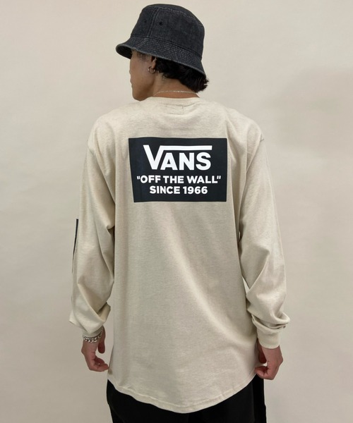 VANS（バンズ）の「VANS/バンズ ボックスロゴ　バックプリントロンT 121K1020400（Tシャツ/カットソー・メンズ・ホワイト/ブラック/ベージュ・S/M/L/XL）」の3枚目の写真