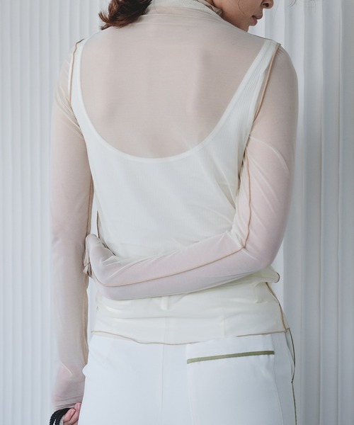 chuclla（チュクラ）の「パワーメッシュ メロートップス chwj21s02（Tシャツ/カットソー・レディース・ベージュ/ブラック/パープル/グリーン/アイボリー/ダークグリーン/ライトグリーン/ライトパープル・FREE）」の12枚目の写真